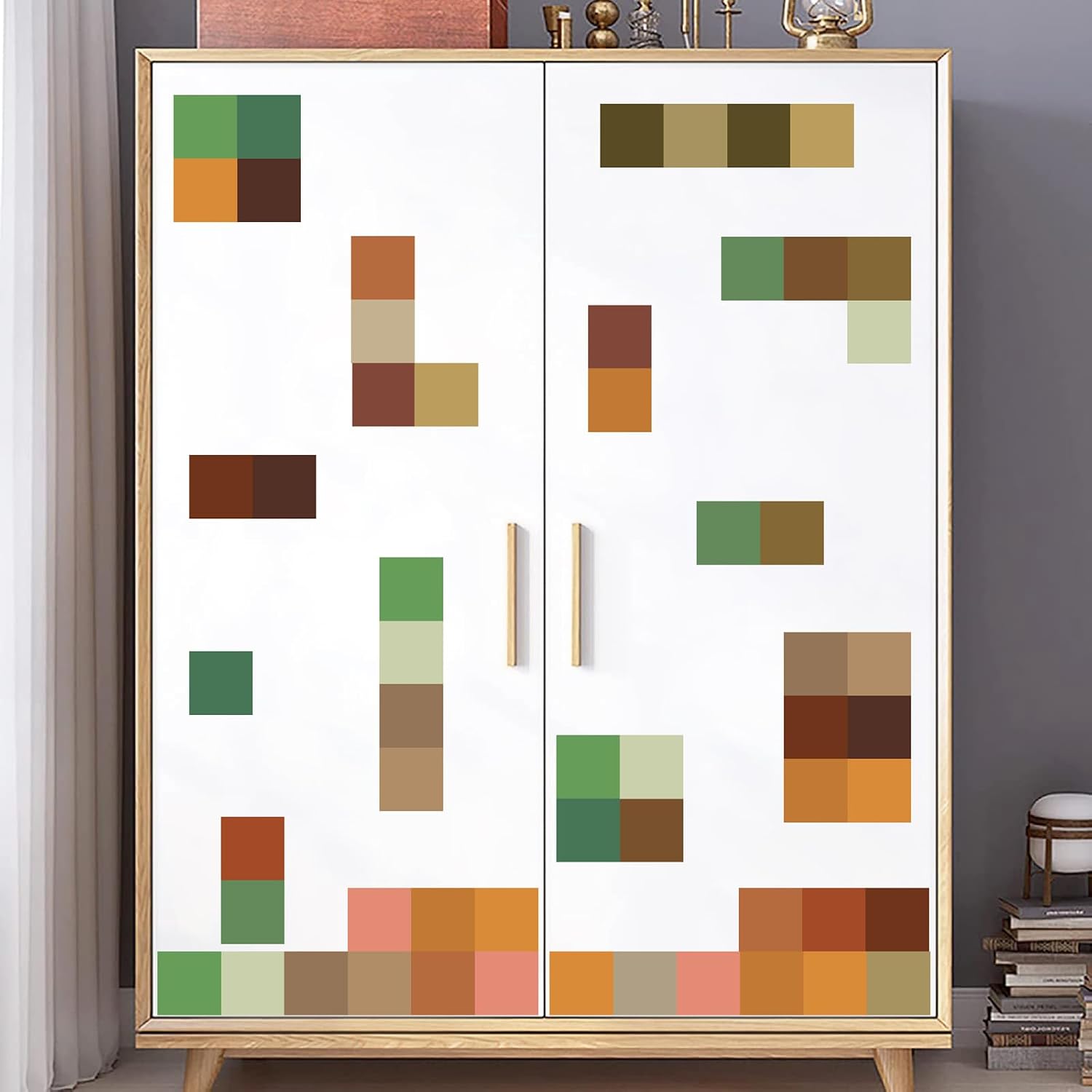 Pixel Wall Decals Geometric Square Wall Stickers Removable Pixel Gamer Vinyl Decals Game / Block