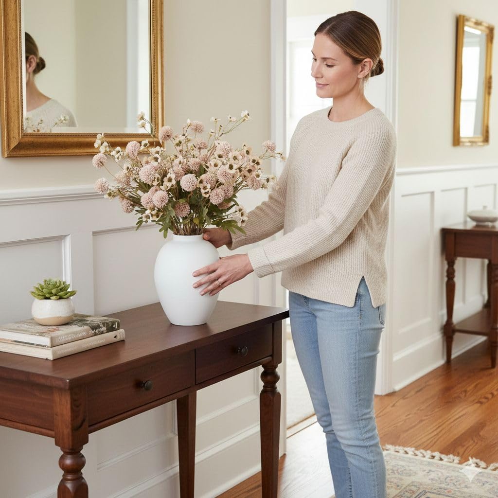 SilkSerenade Ella White Matte Flower Vase / Matte White