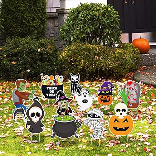 Jetec 10 Pcs Halloween Yard Signs with 20 Stakes