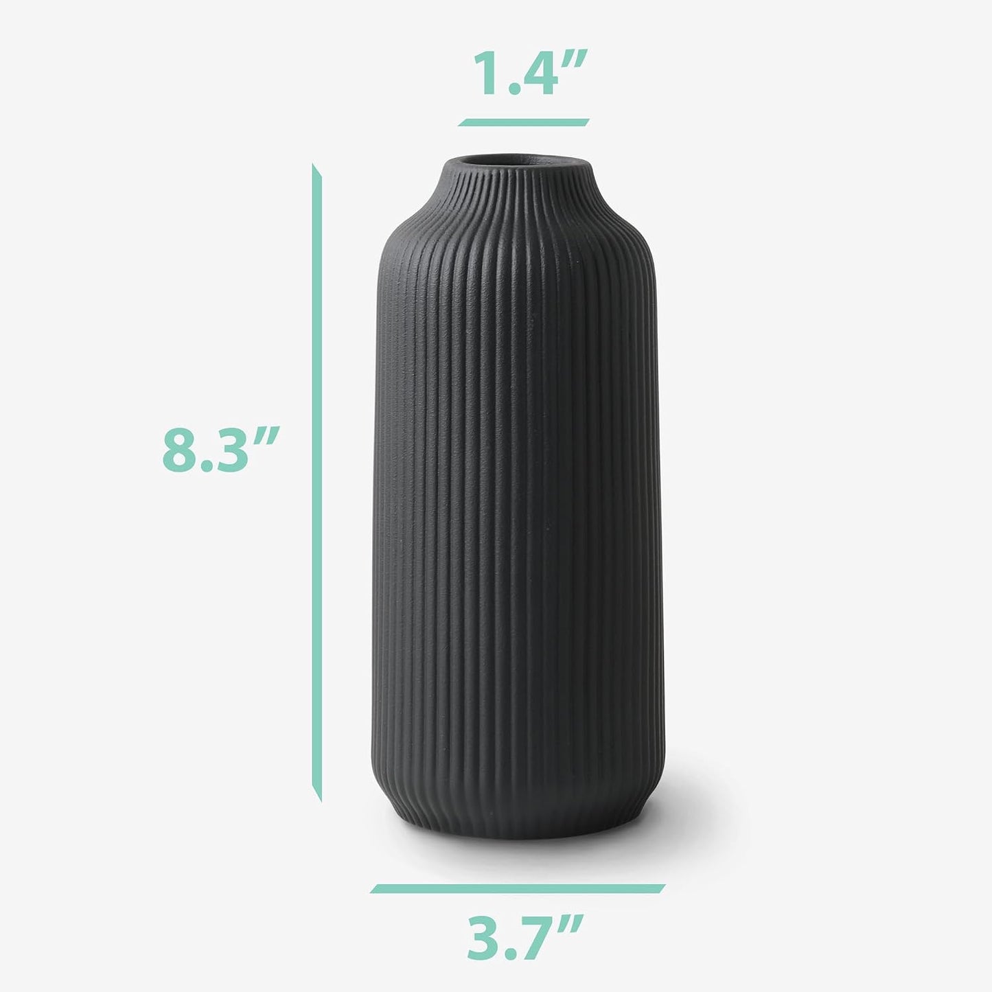 Ceramic Vase in Nordic Style / Black / Single Medium / 8 Inch