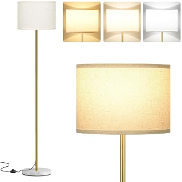 Ambimall 60'' Modern Floor Lamp with Shade, Tall Lamps for Living Room, Bedroom, Office, Dining Room, Gold Standing