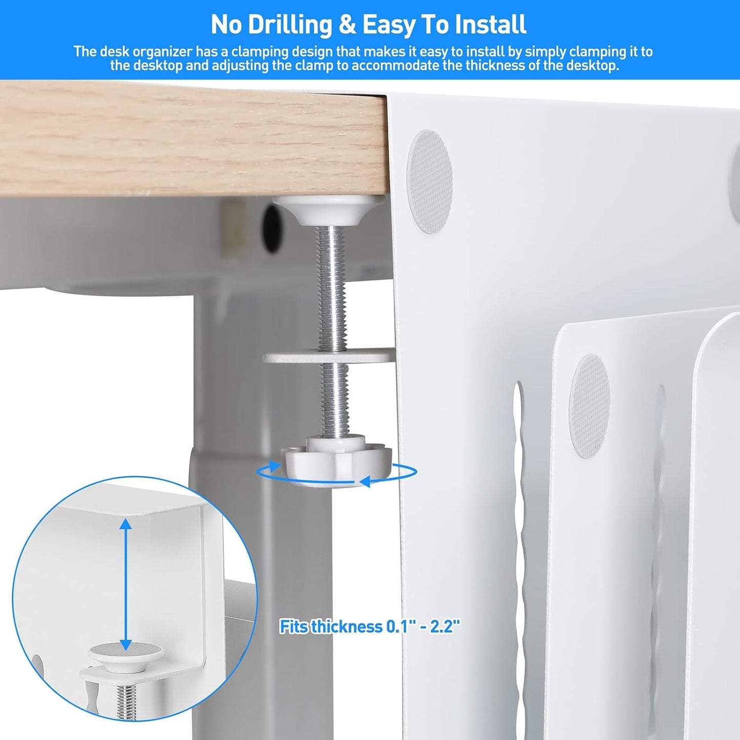 MAXECHO Desk Side Storage, Under Desk Laptop Mount, Table Side Hanging File Organizer, No Drill Clamp On Cable