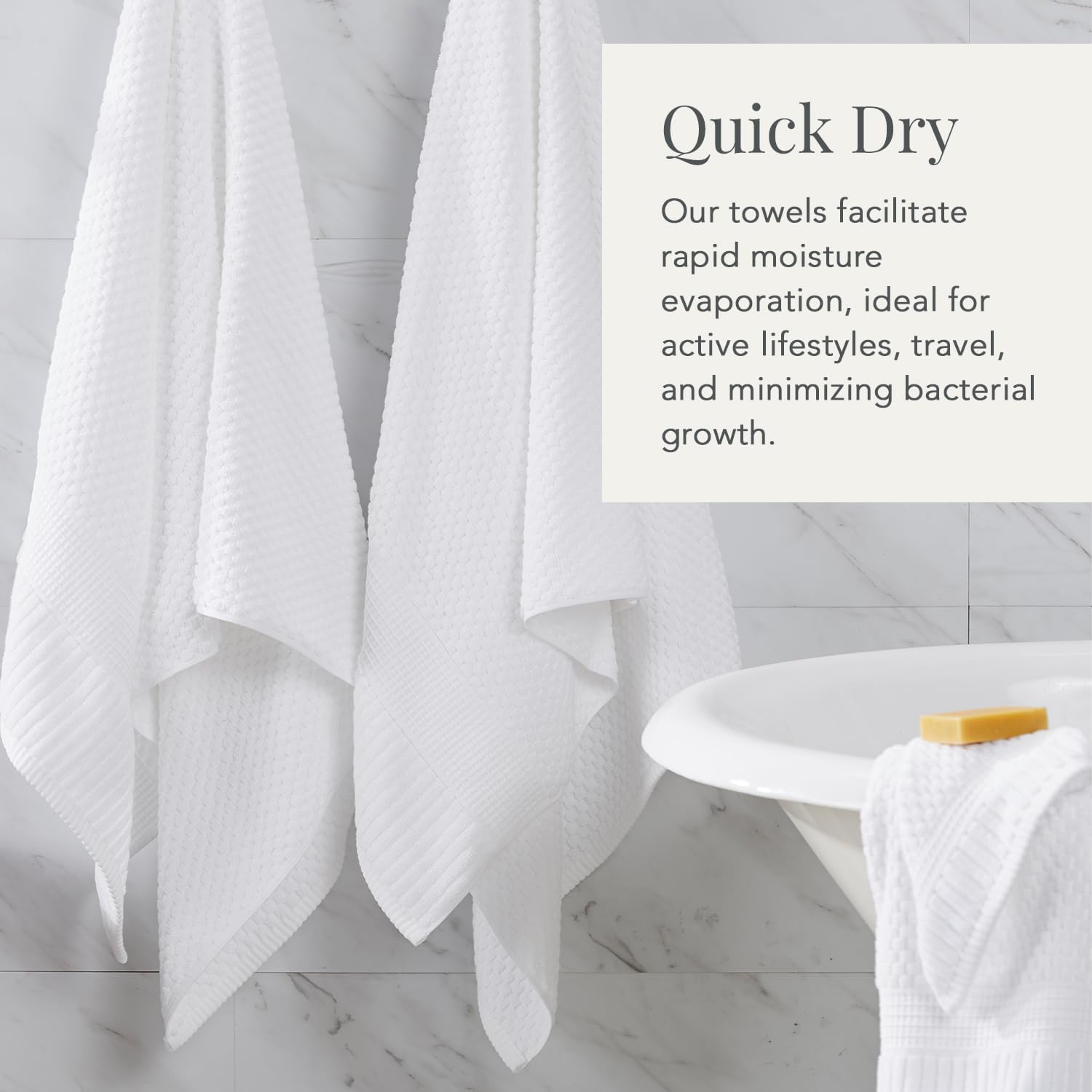 NY Loft 100% Cotton 4-Pack Bath Towel Set | White | Oeko-TEX | Quick-Dry | Four 30" x 52" Bath Towels | Super Absorbent