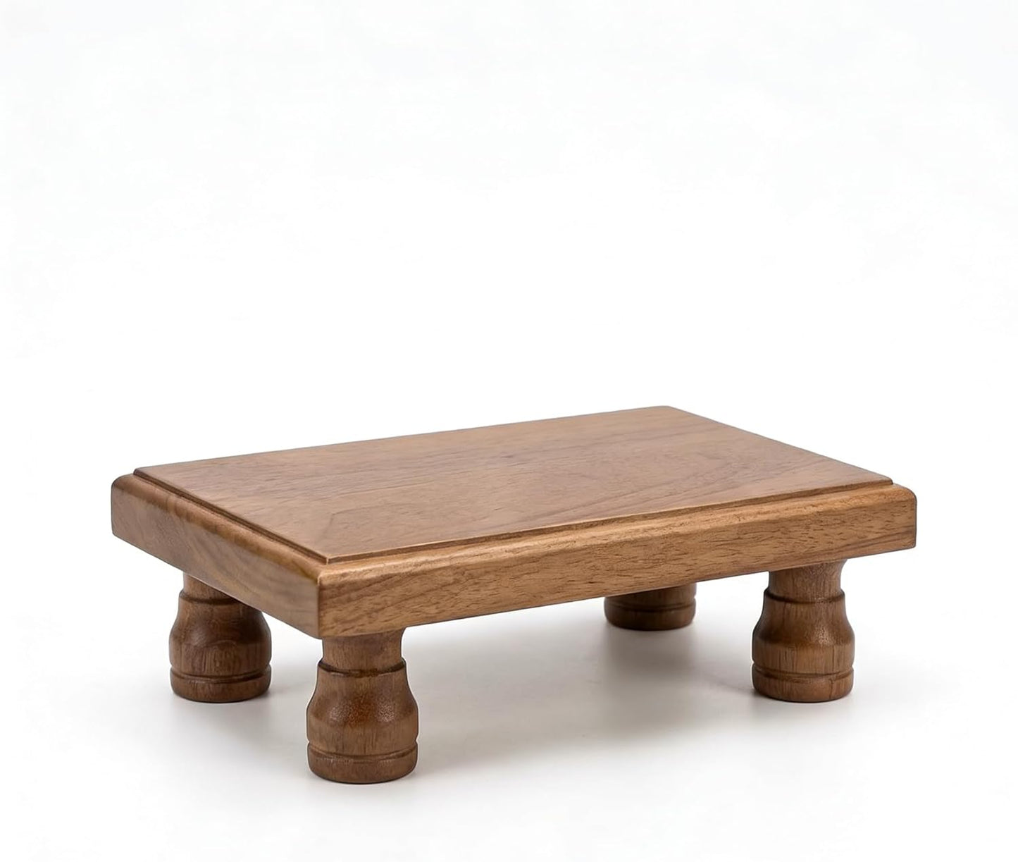 French Country Wood Riser Pedestal Stand / Brown Pine Wood