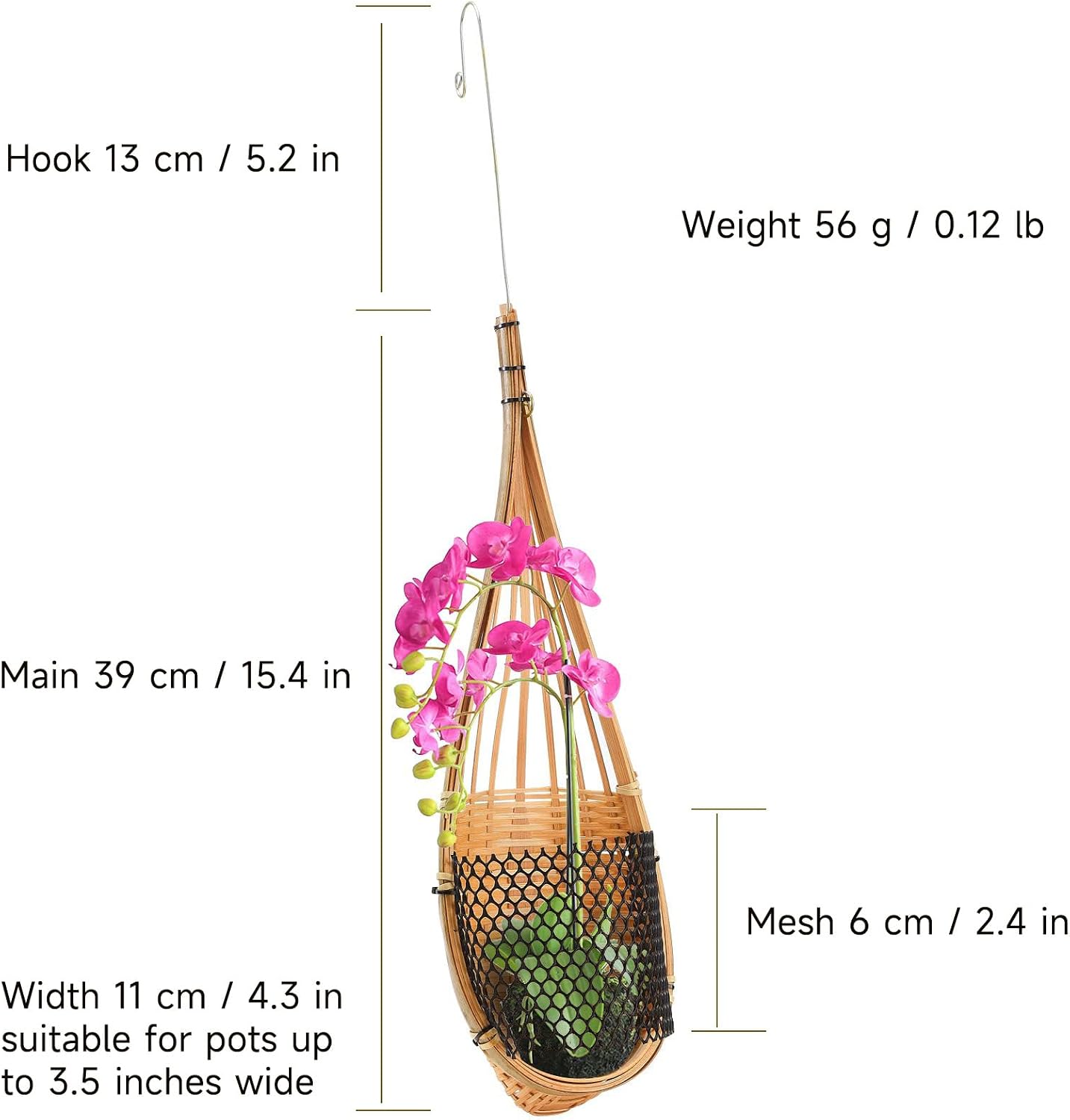 SatisJoy Orchid Hanging Planter / Brown / 5 Inch