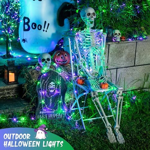 JMEXSUSS Connectable Purple and Green Halloween Lights Plug-in