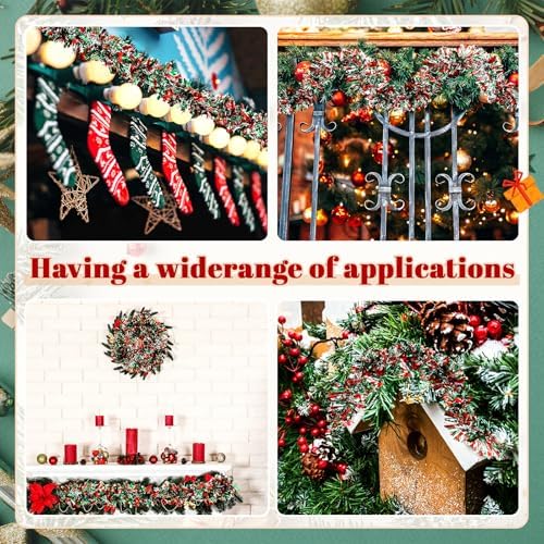 295 Feet Christmas Tinsel Garland, Red, Green, Silver