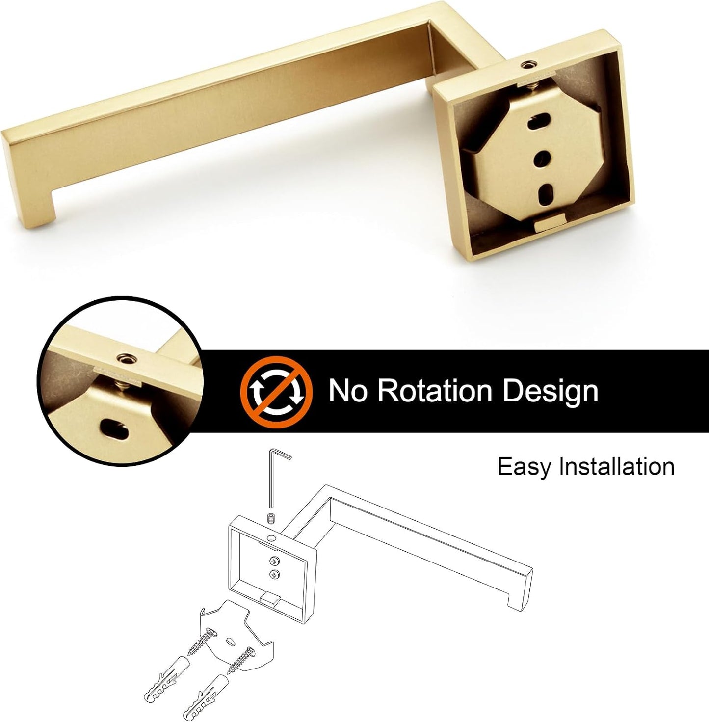 KOKOSIRI Gold Toilet Paper Holder Toilet Roll Holder for Bathroom Kitchen Washroom T-304 Stainless Steel Wall Mounted