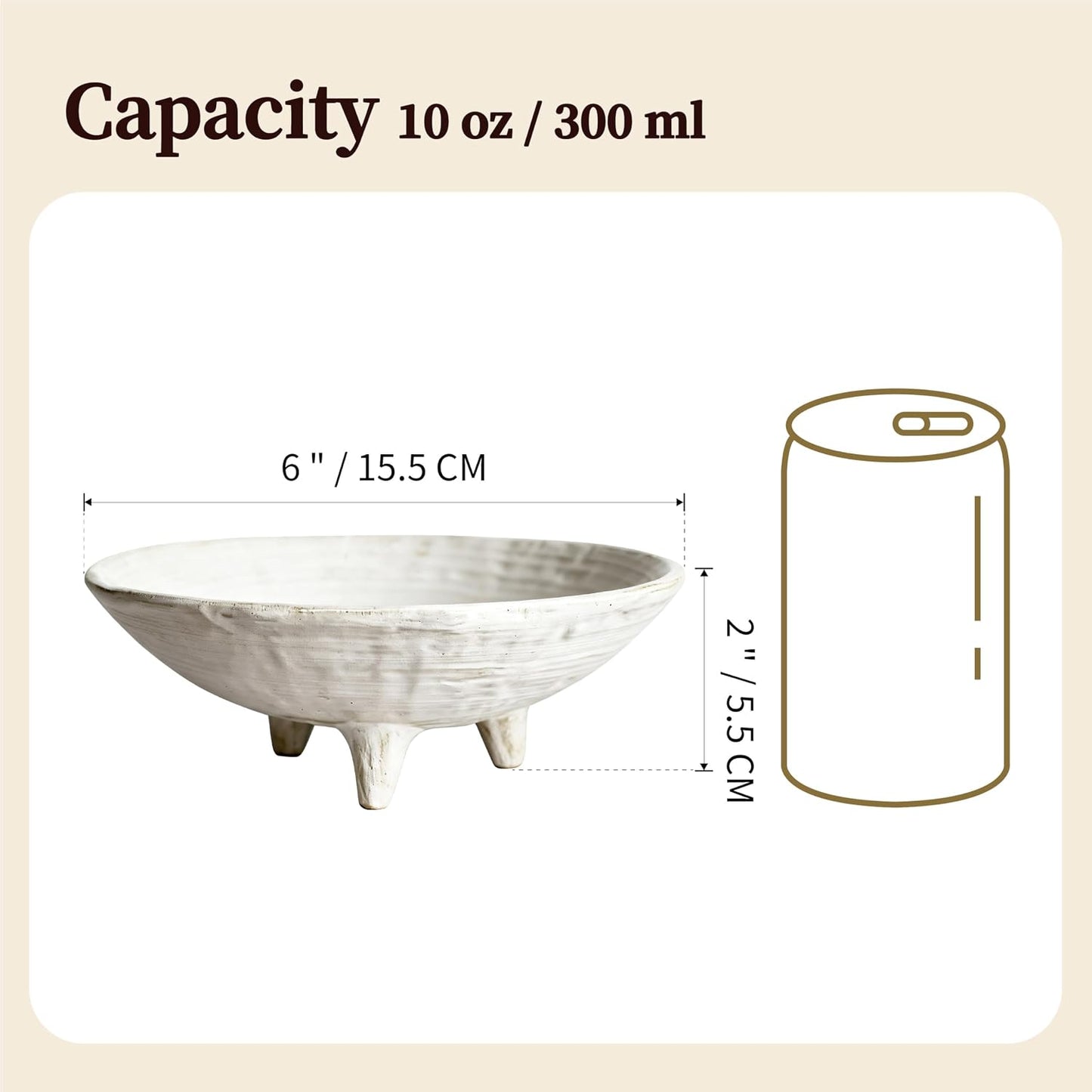 Small Wabi-Sabi Ceramic Bowl / White / 6 Inch