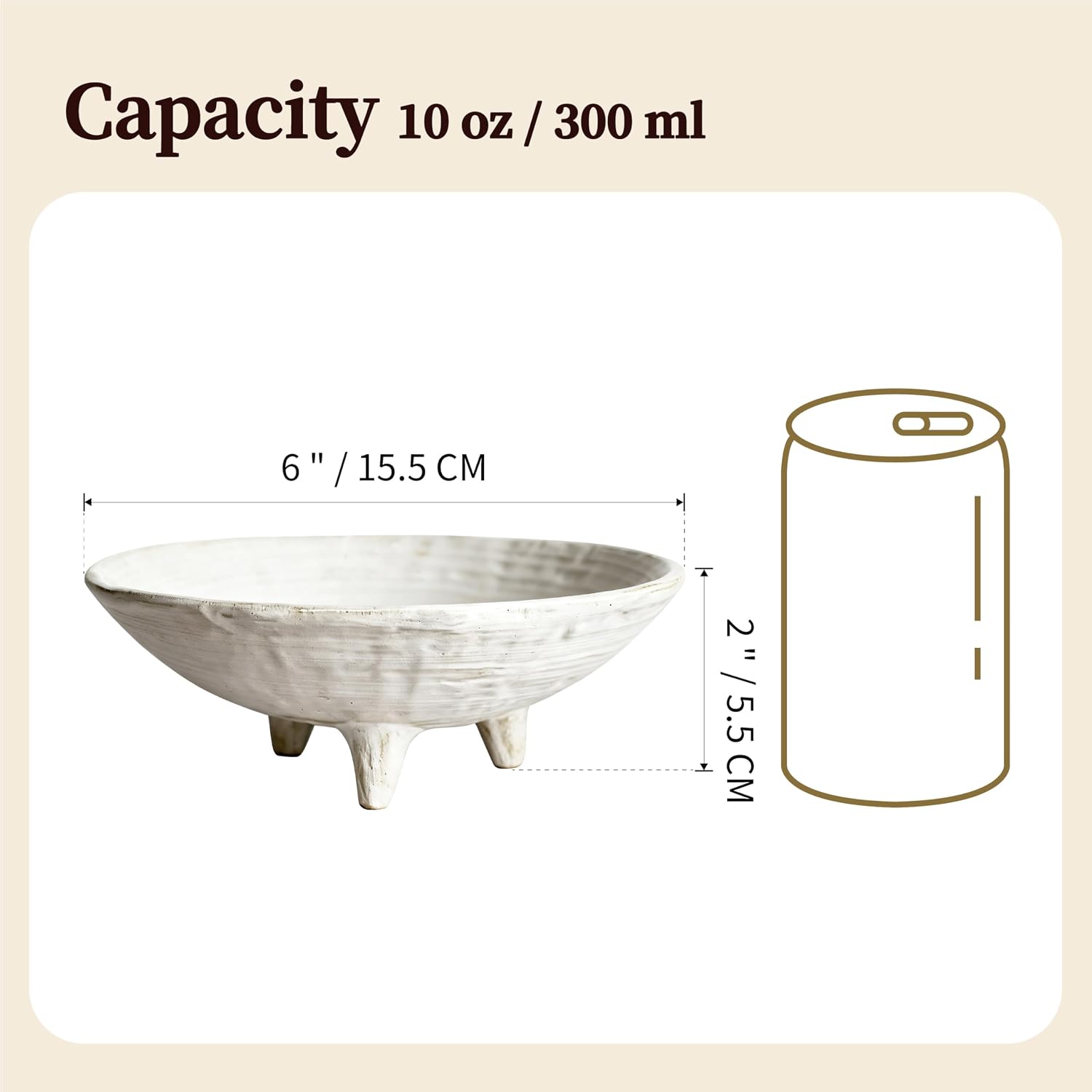 Small Wabi-Sabi Ceramic Bowl / White / 6 Inch