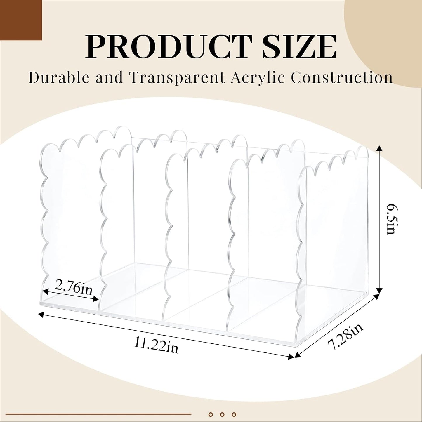 Scalloped Acrylic Book Holder for Desk / Clear / 11.22 x 7.28 x 6.5