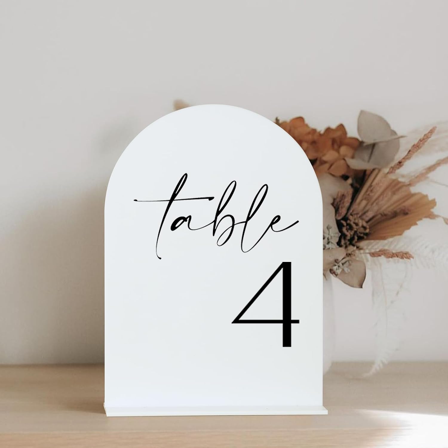 HOODO White Arch Wedding Table Numbers 1-10 with Stands, 5"x7" Arched Acrylic Signs and Holders, White Arch Table