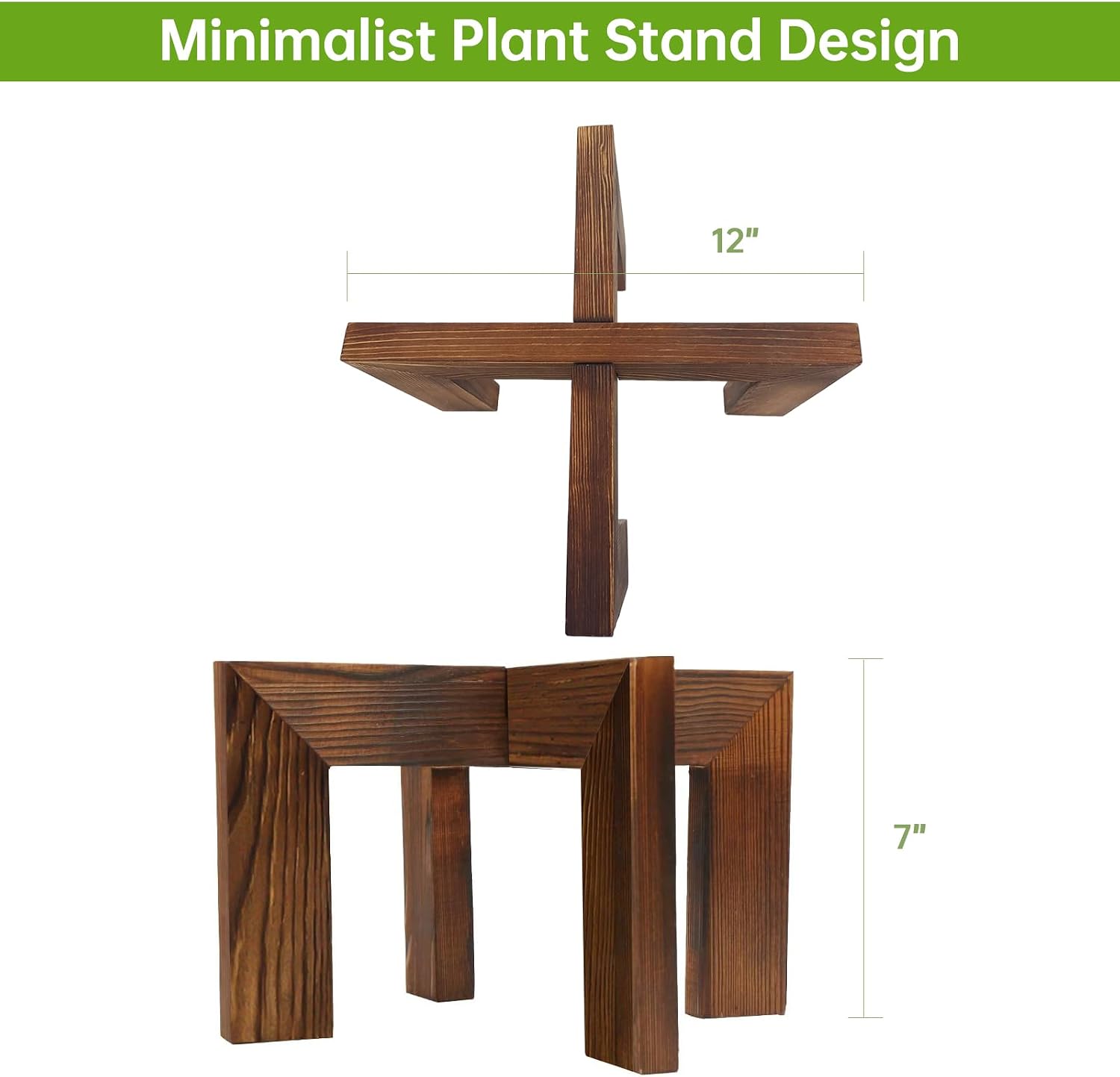 hismocal 2 Pack Wood Plant Stand Indoor Holders for Plants, Sturdy Flower Pot Stands Plants Shelf, Wooden Stool for