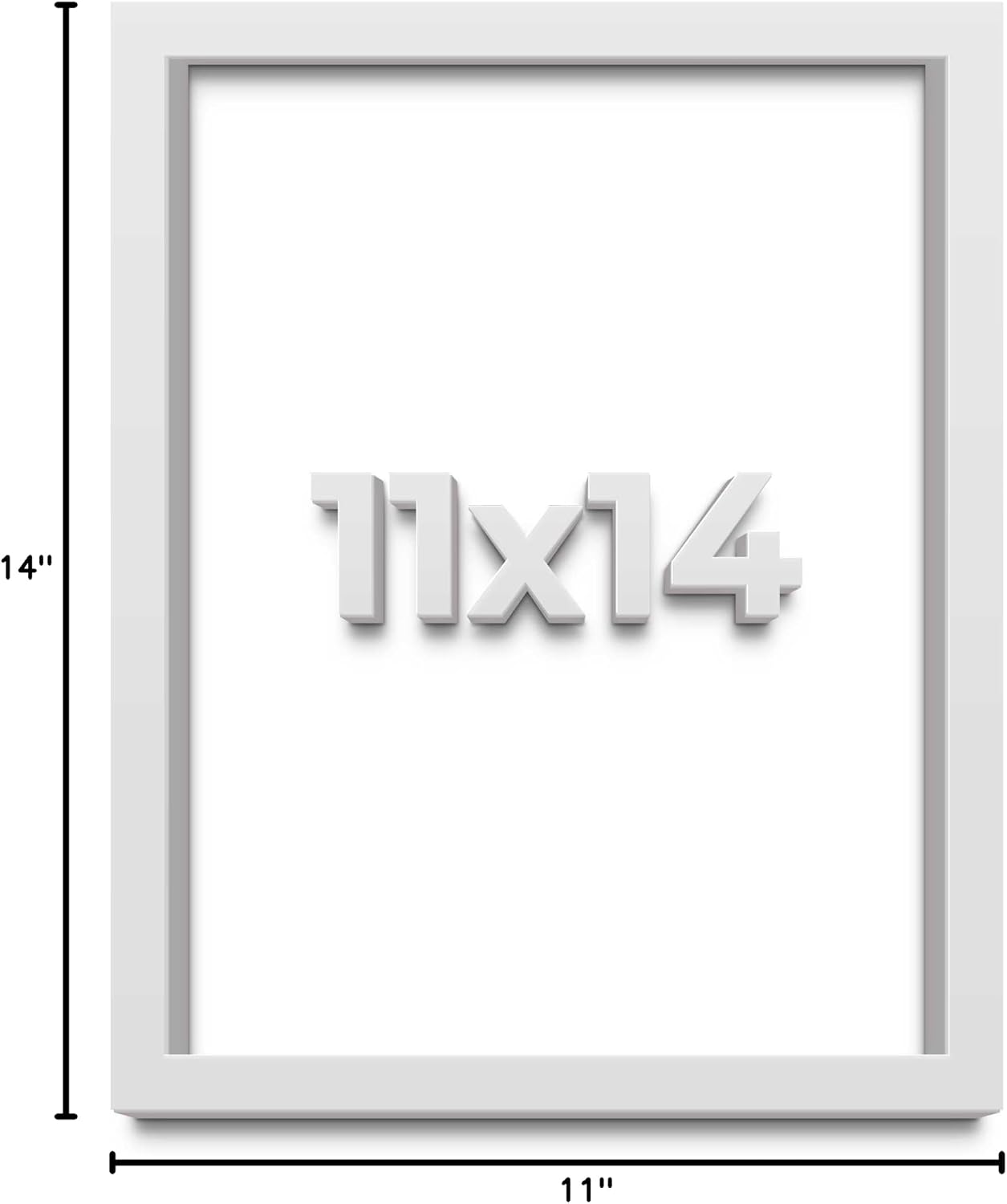 11x14 Shadow Box White Solid Pine Wood Display Frame with Acid-Free Backing UV Acrylic & Hanging Hardware with 0.75"