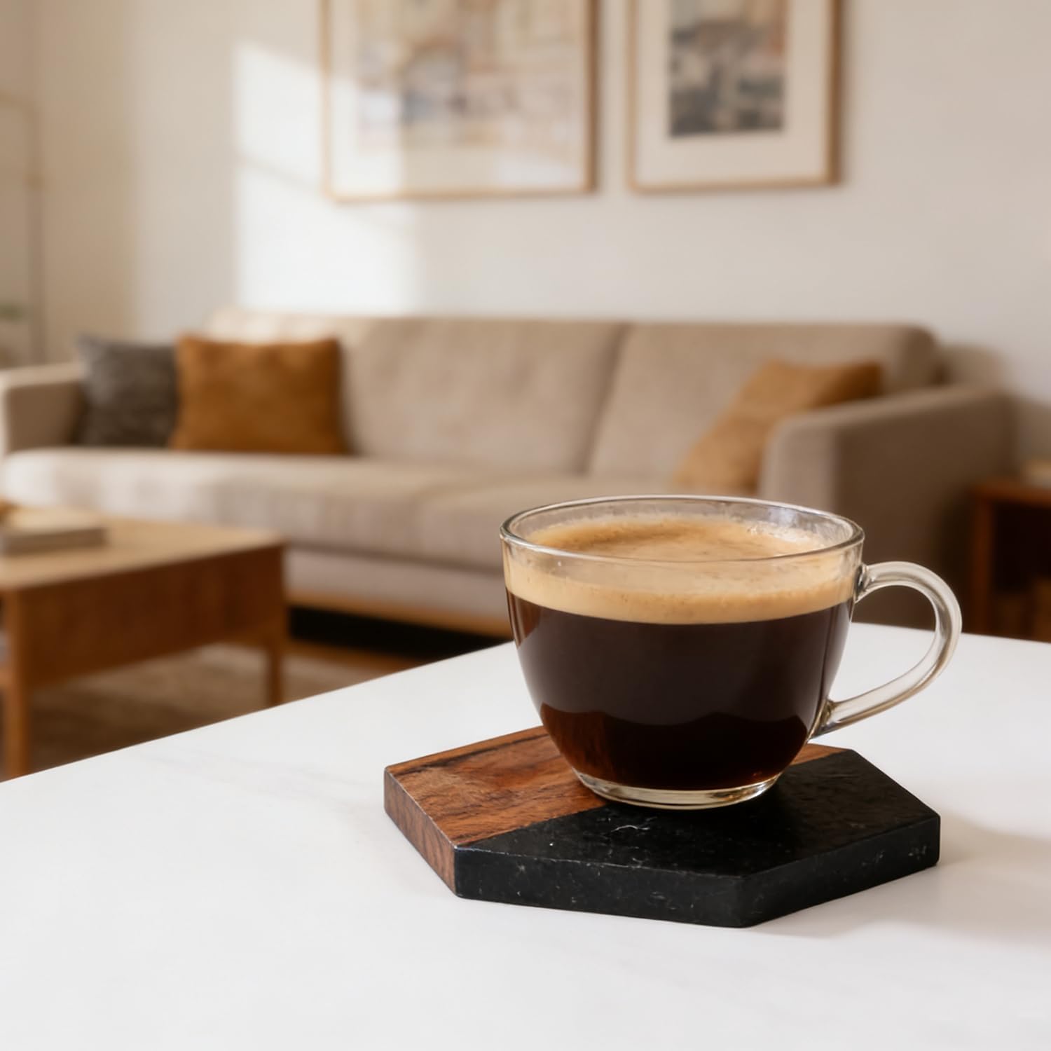 Marble Wood Coasters / Black / Set of 4