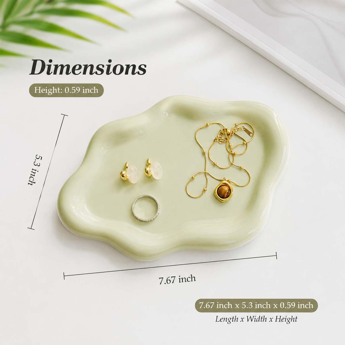 Vanity Ring Dish Ceramic Trinket Ring Holder / Cloud-green