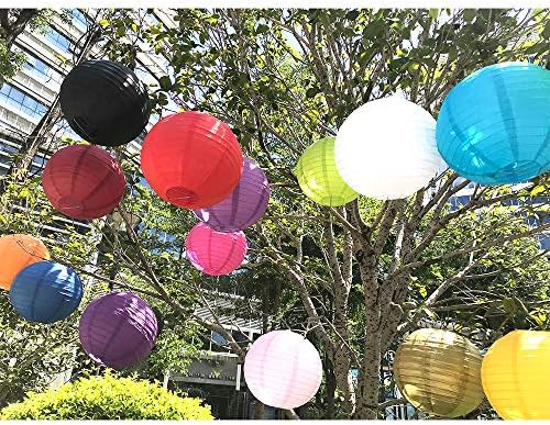 BEISHIDA Black Paper Lanterns 10Pcs 4/6/8/10/12 Inch Round Chinese Lamp