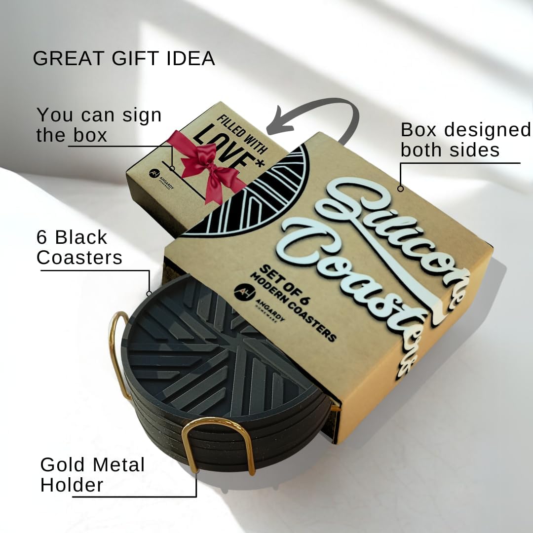 Gold Holder / Elegant Black / Set of 6
