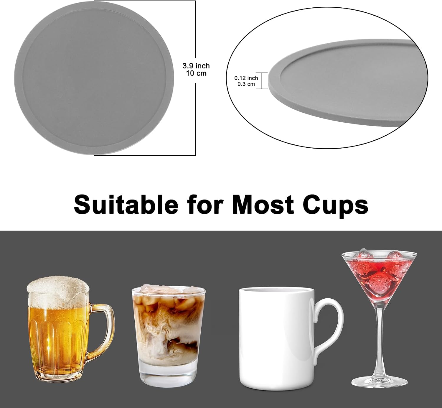 Holder / Heat Resistant Cup Mat Tabletop Protection / Gray / Set of 12