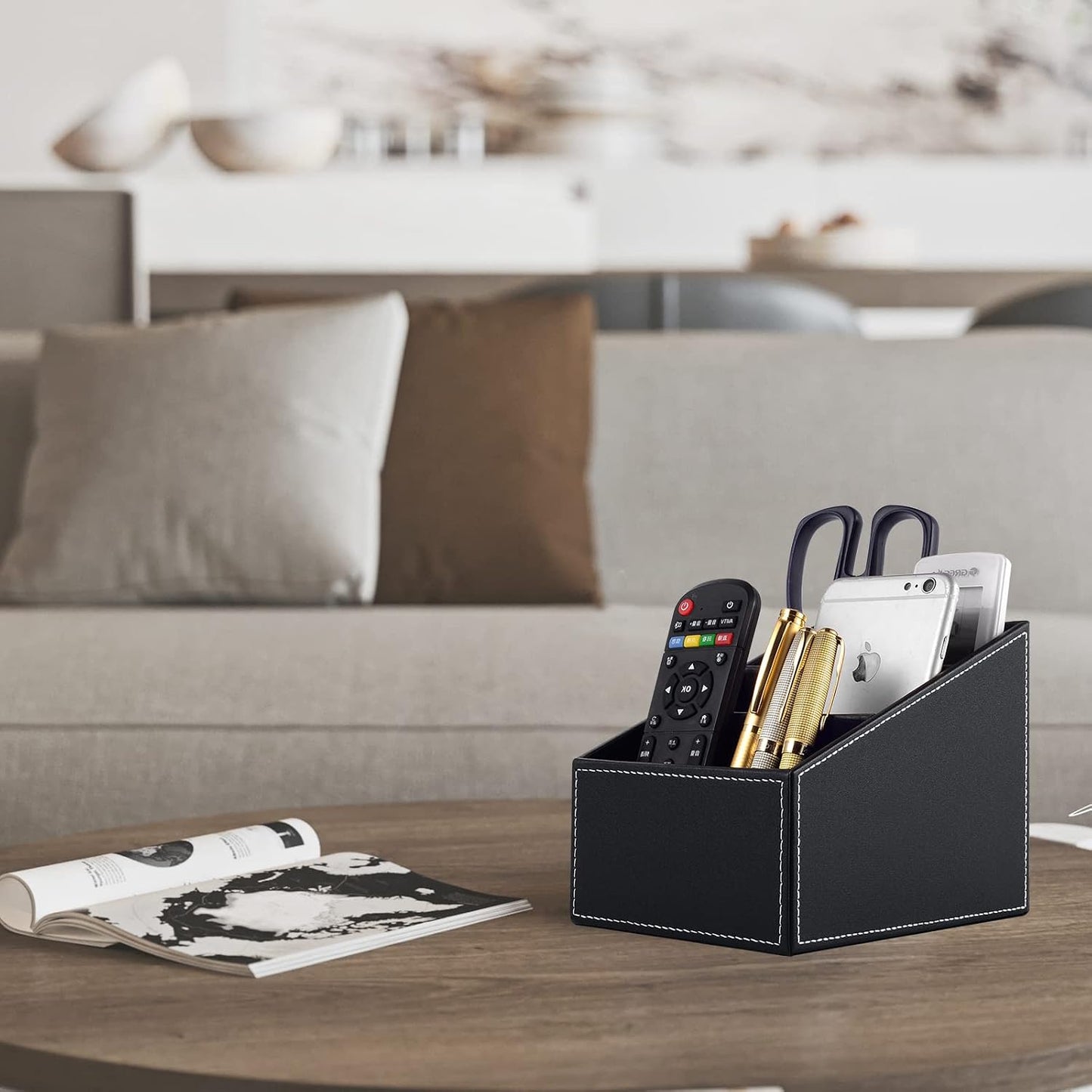 Fashionable PU Leather TV Remote Control Holder / Black