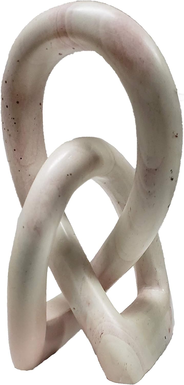 Continuous Looped Entwined Love Knot Sculpture Unique Modern Contemporary Décor / Natural / 6 Inch