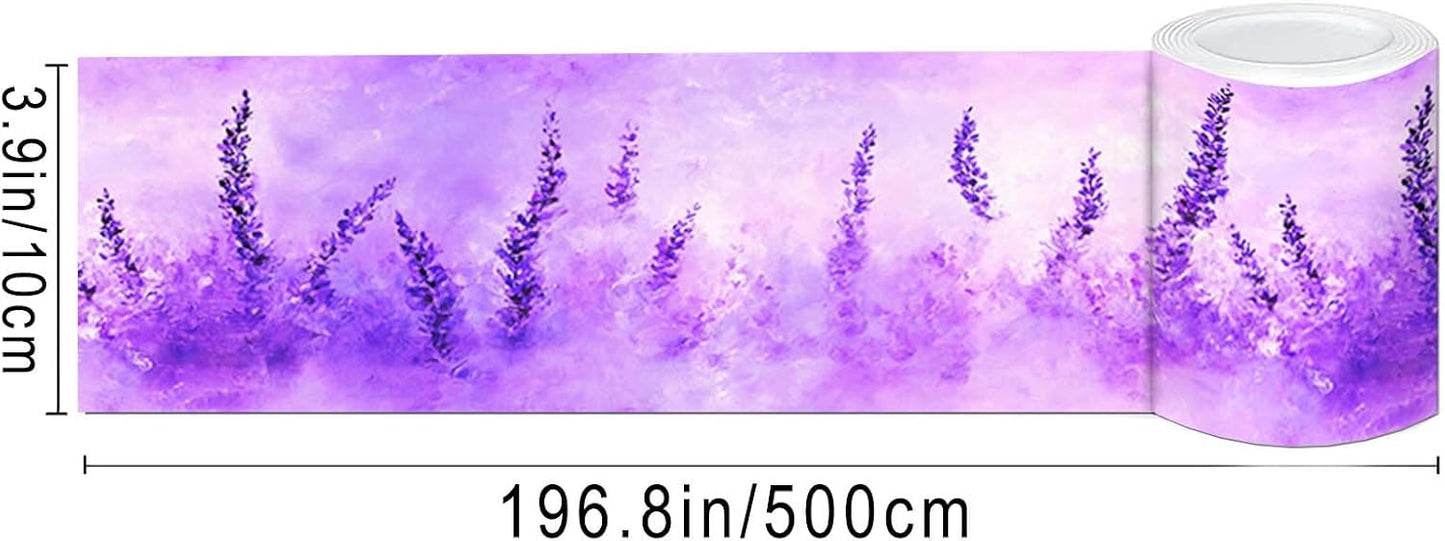 Wallpaper Border Peel and Stick Wall Accent PVC Lavender / Lavender Mist Flower / Purple / 4 x 196