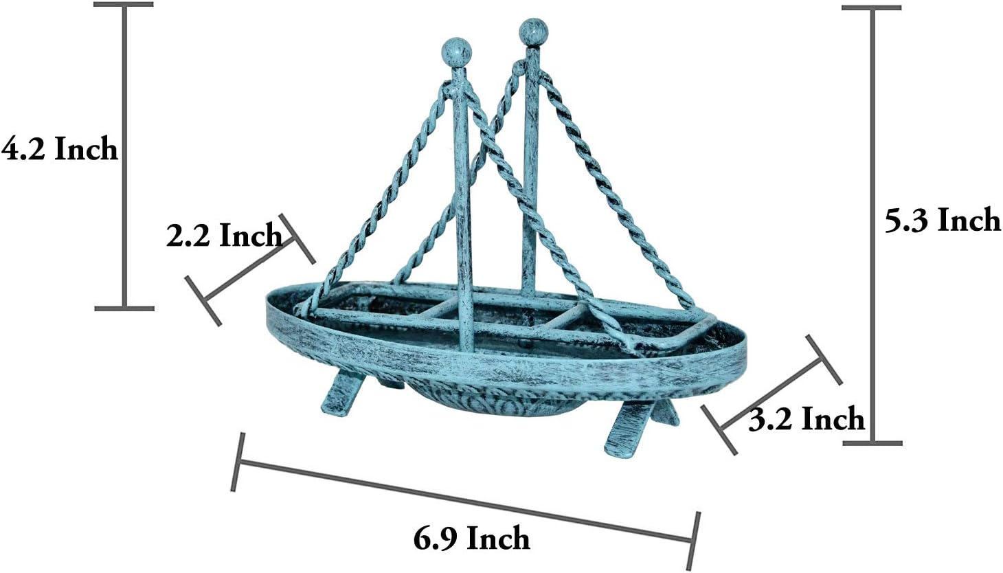 Metal Sailboat Shaped Napkin Holder / Turquoise