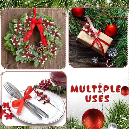 Thiccywoov 48 Pcs Christmas Picks and Sprays Tree Picks, 8 Inch