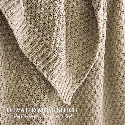 EVERGRACEHOME Chunky Chenille Knit Throw Blanket, 90 x 90, Sand Dune
