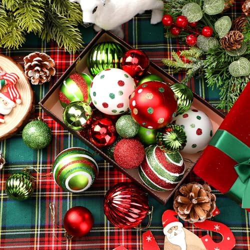 48 Pcs Christmas Ball Ornaments 1.6'' 2.4'' Red Gold Green Blue