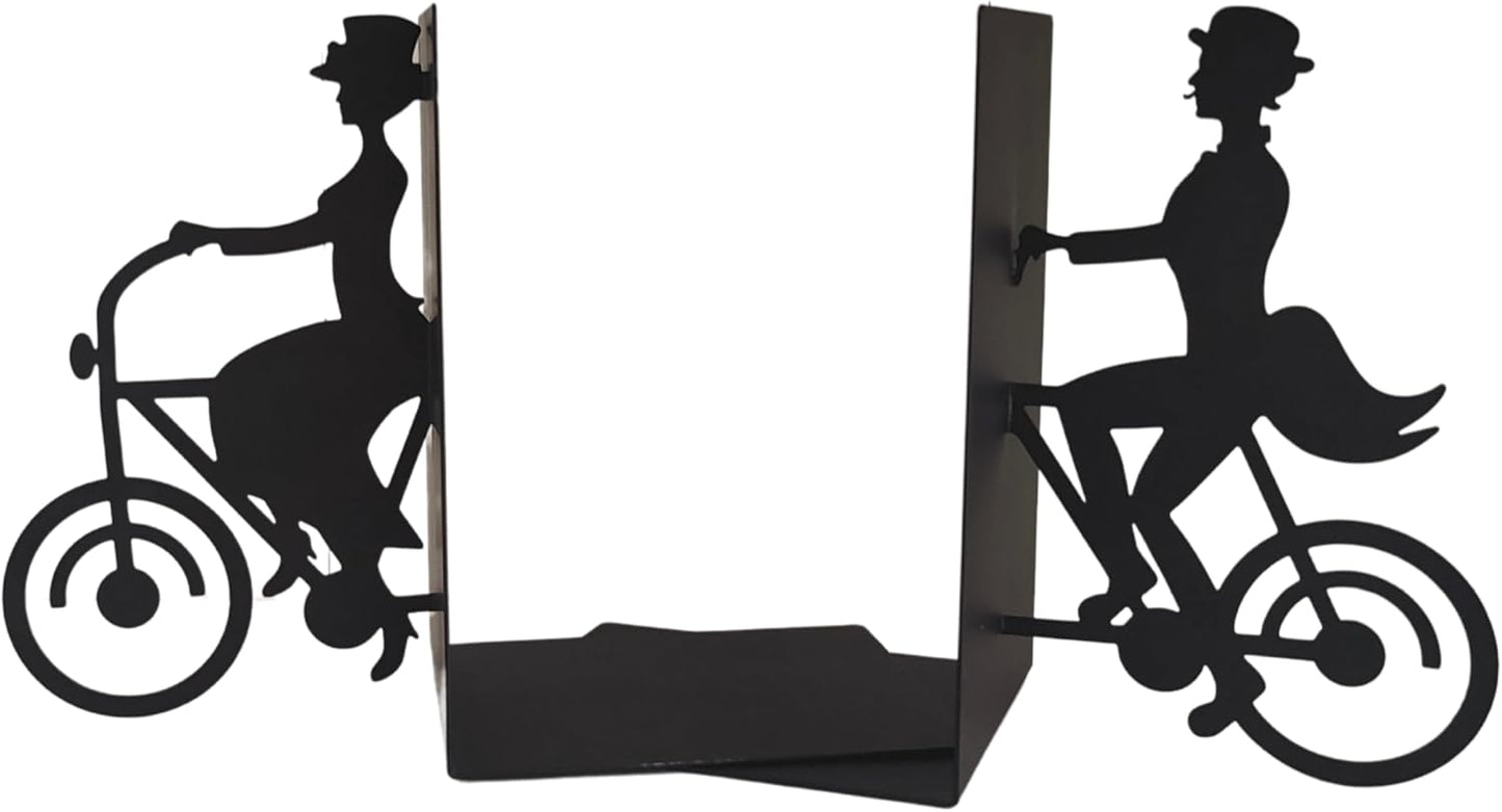 Metal Decorative Book Ends / Retro Cycling / 6.7 x 4.7