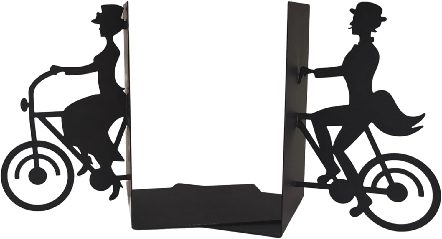 Metal Decorative Book Ends / Retro Cycling / 6.7 x 4.7