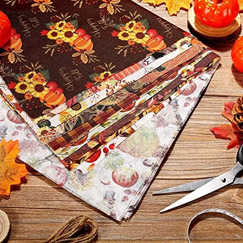 Tatuo 10 Pcs Fall Cotton Fat Quarters Thanksgiving Pumpkin Maple 19.7"