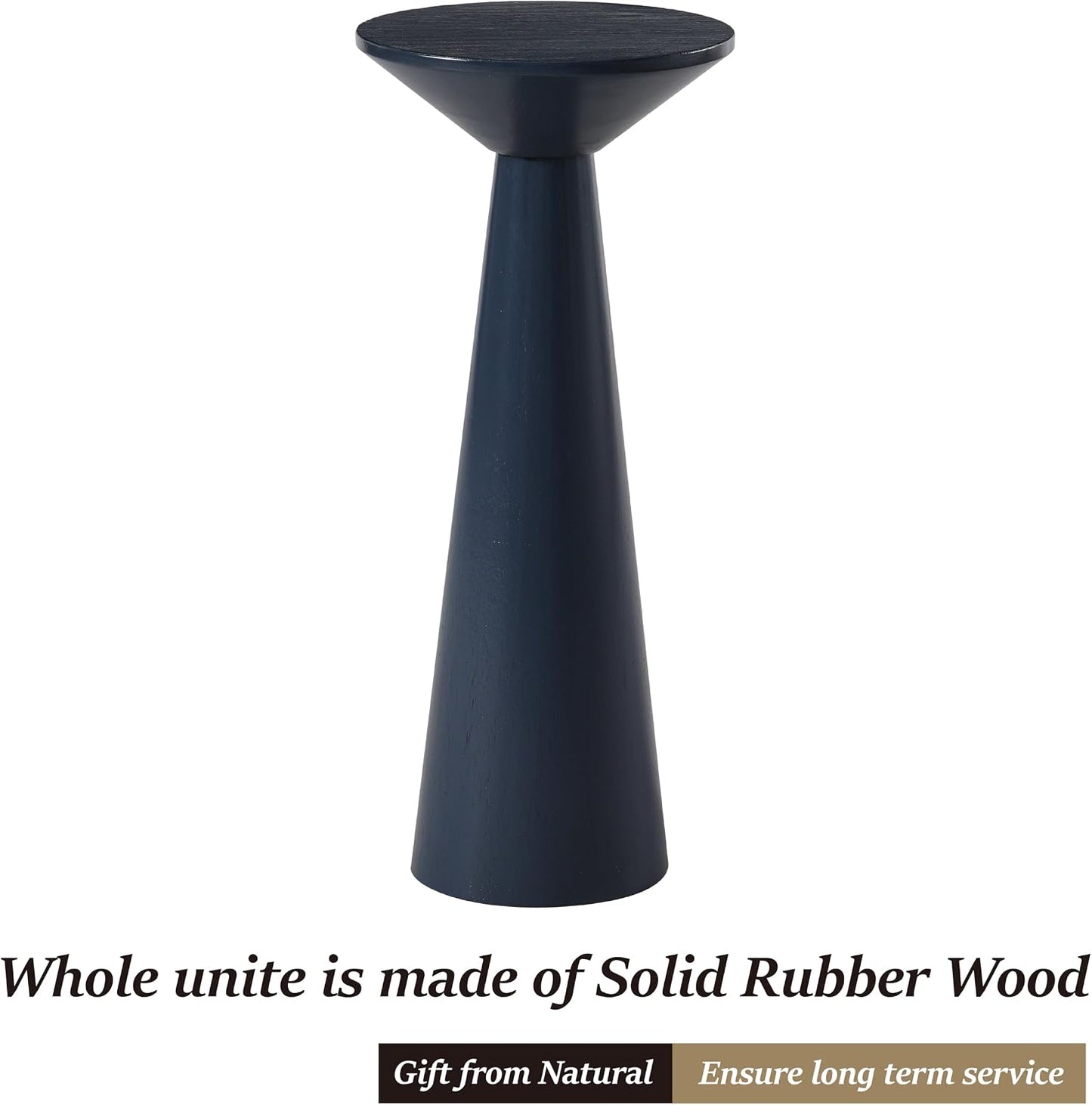 Farmhouse Tall Pedestal End Table Small Solid Wood Martini Table Plant Stand Modern / Dark Blue