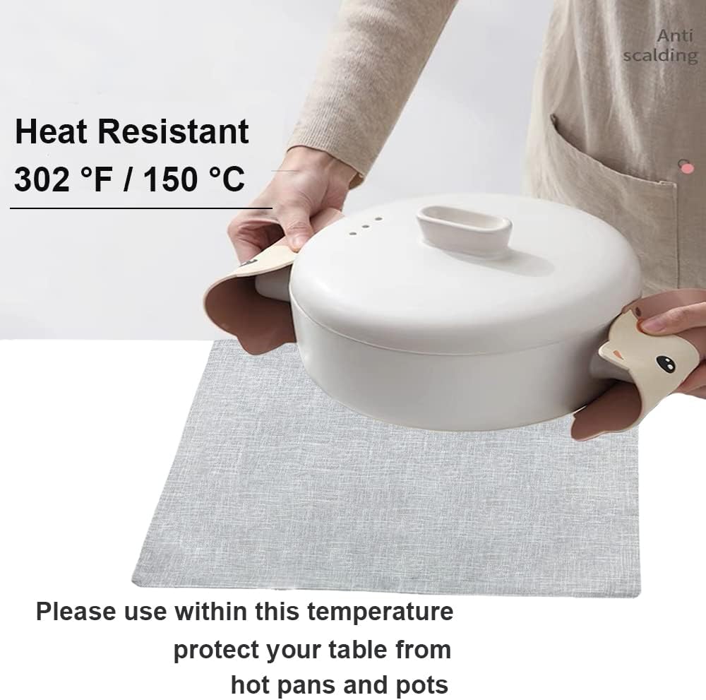 Weabetfu Cloth Placemats Set of 6 Heat Resistant Dining Table Placemmats | Cotton Linen Machine Washable Kitchen Table
