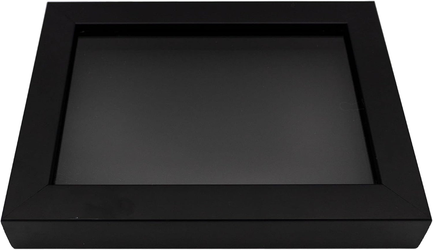 11x14 Black Wood Shadow Box Display Frame with Black Acid-Free Backing UV Acrylic and Hanging Hardware - with 3/4"