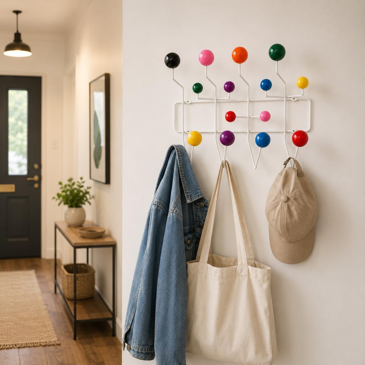 Mid Century Modern Bubble Wall Mounted Coat Rack, Multi Color