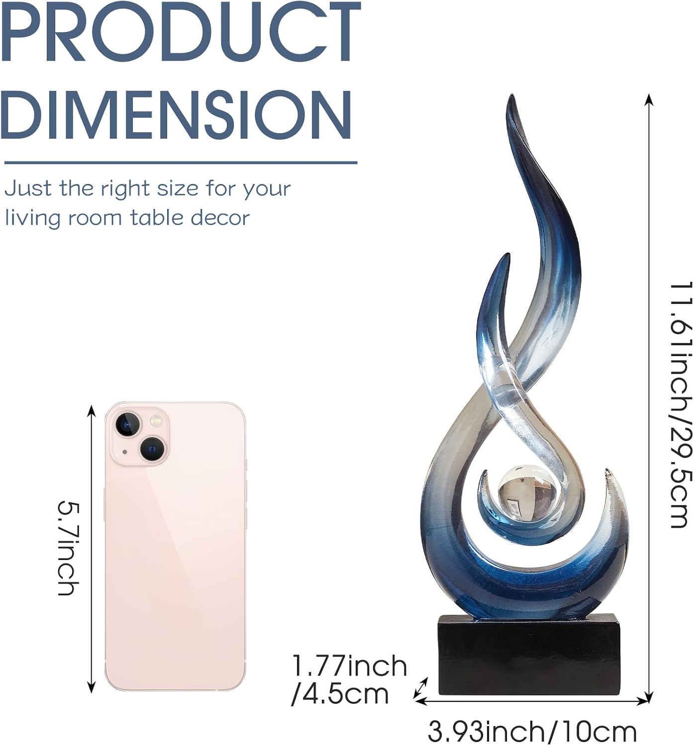 Blue Decor Modern Flame Statue Decorations / A - 11.8"h Transparent Blue