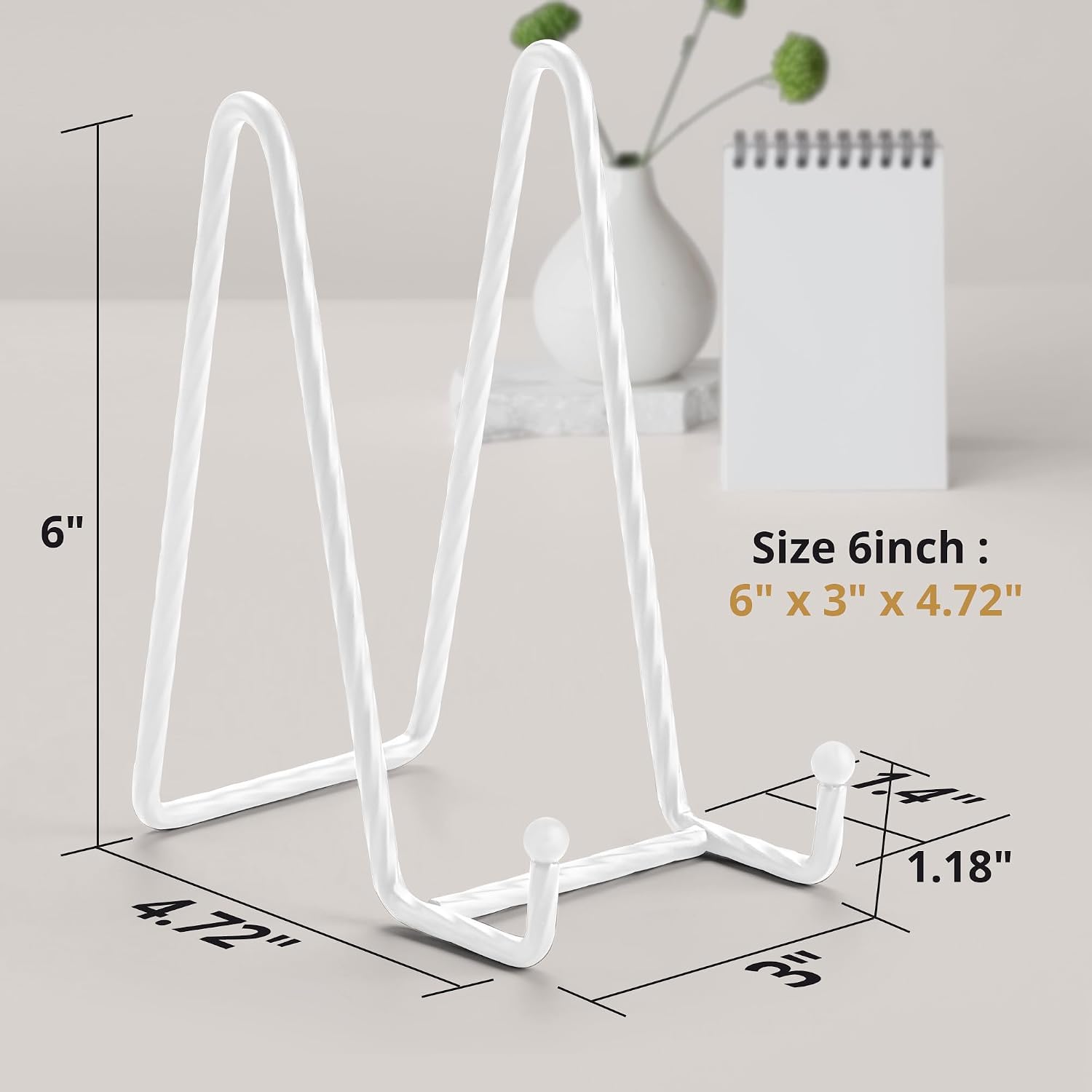 Metal Plate Stands for Display / White / 6 Inch / Set of 3