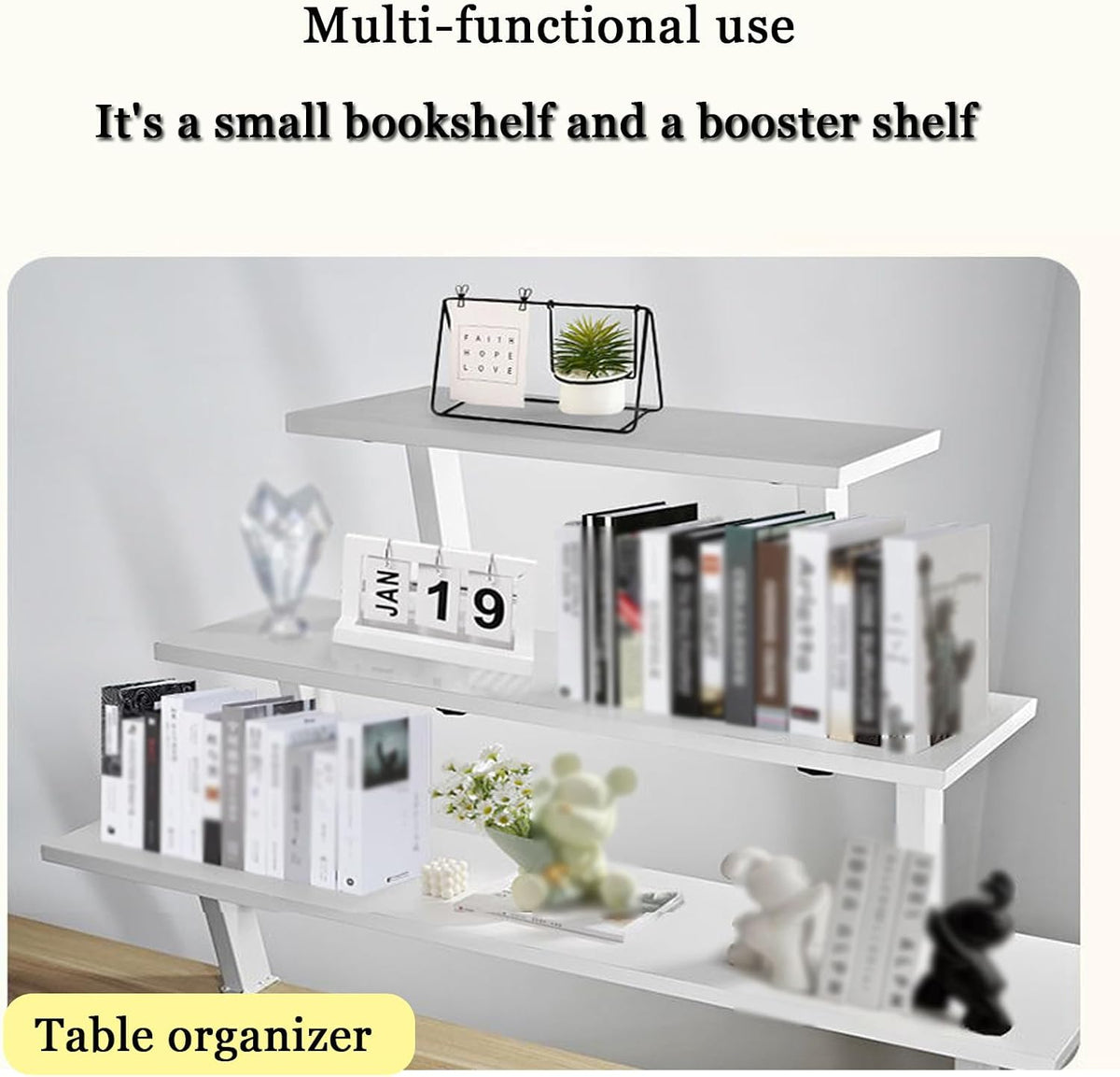 39.4x7.8 in Clamp on Desk Shelf, Adjustable Floating Desks Shelf Space Saving Desktop Extender Storage Organizer for