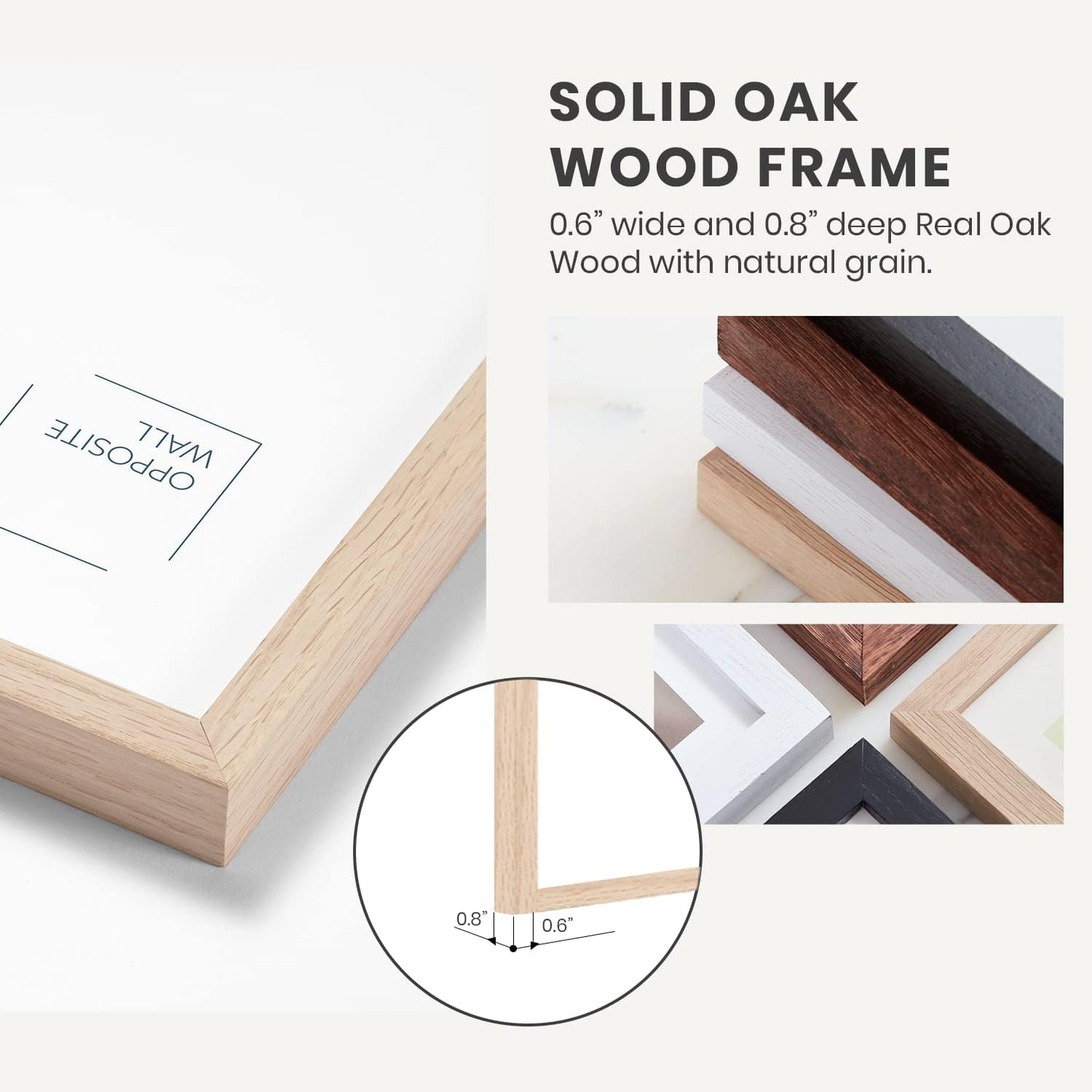 Opposite Wall - 18x24 in - Natural Solid Oak Wood Picture Frame - Lightweight, Versatile & Shatterproof - Wall Hanging