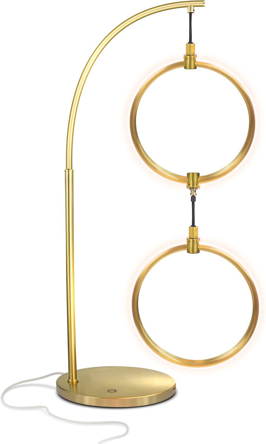Brightech 2 Ring Lamp - 24" Dimmable LED Table Lamp with 2 Hanging Light Rings, Modern Arc Desk and Bedside Nightstand