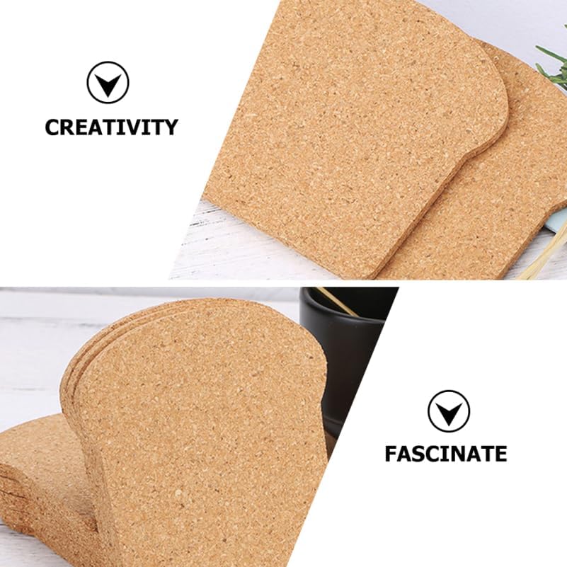 Toast Shaped Cork Coasters Heat-Resistant Cup Mats / 3.93 x 3.93 x 0.19 / Set of 10