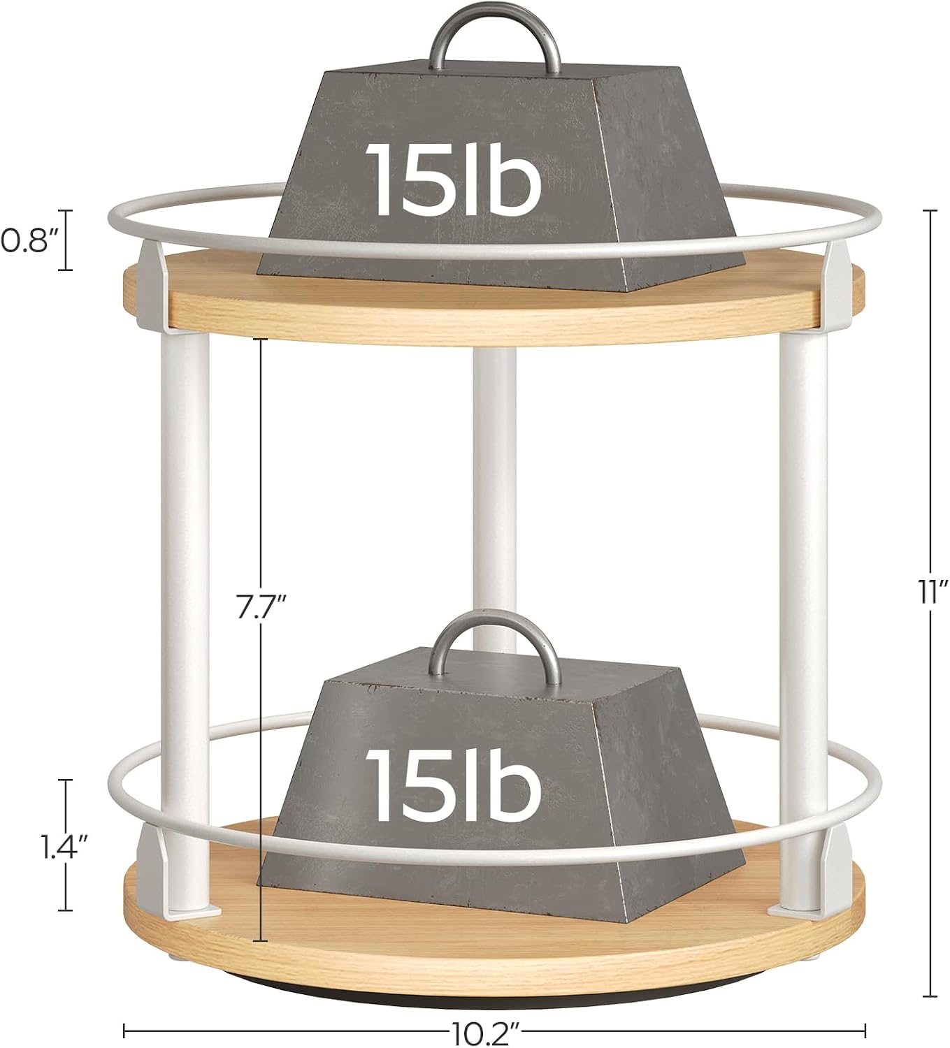 Lazy Susan Organizer, Rotating Spice Rack, 2 Tier Spice Turntable Organizer, Industrial Turntable Spice Holder, for