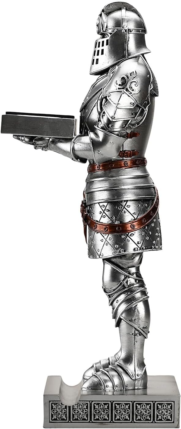 King's Guard Headphone Stand Watch Stand Jewelry Holder Tray Tower Silver | 12.20 Inch Resin Warrior Pen Holder Cell