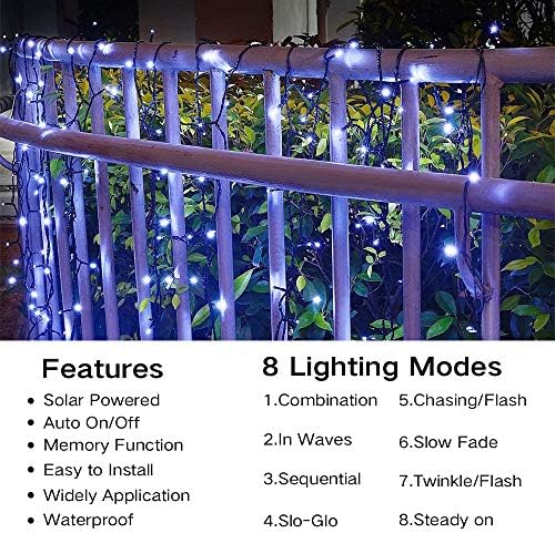 Joomer Solar Christmas Lights Outdoor, 105FT 300LED 8 Modes, White