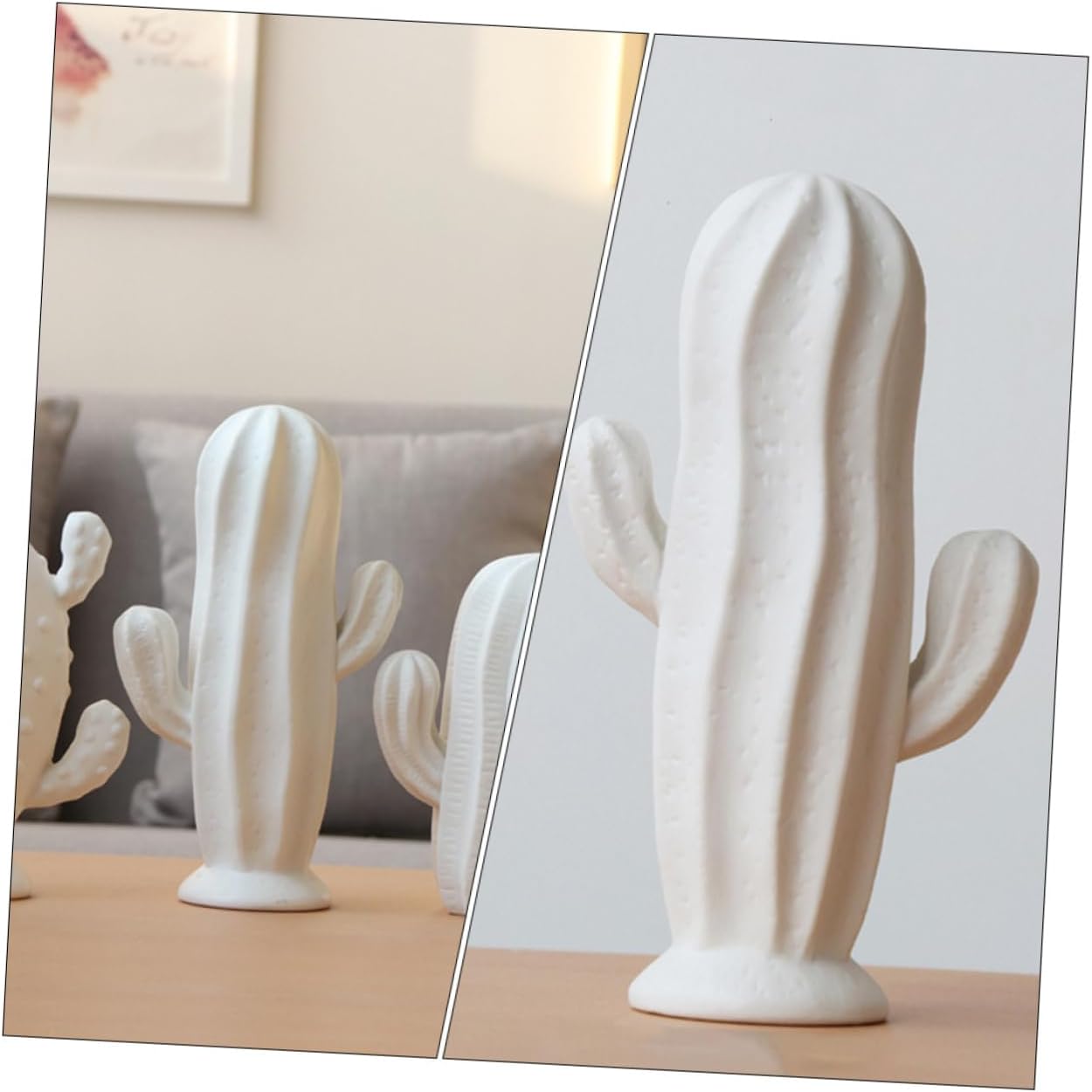 Ceramic Cactus Figurine Minimalist Cactus Statue Porcelian Collectible Art Sculpture Jewelry Holder