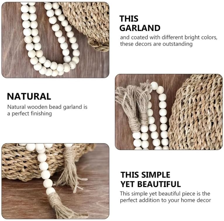 Wood Bead Garland Rustic Farmhouse Beads