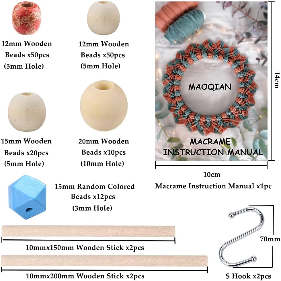 Best Macrame Supplies / 3MM x 220yards Kit / Natural / Set of 169