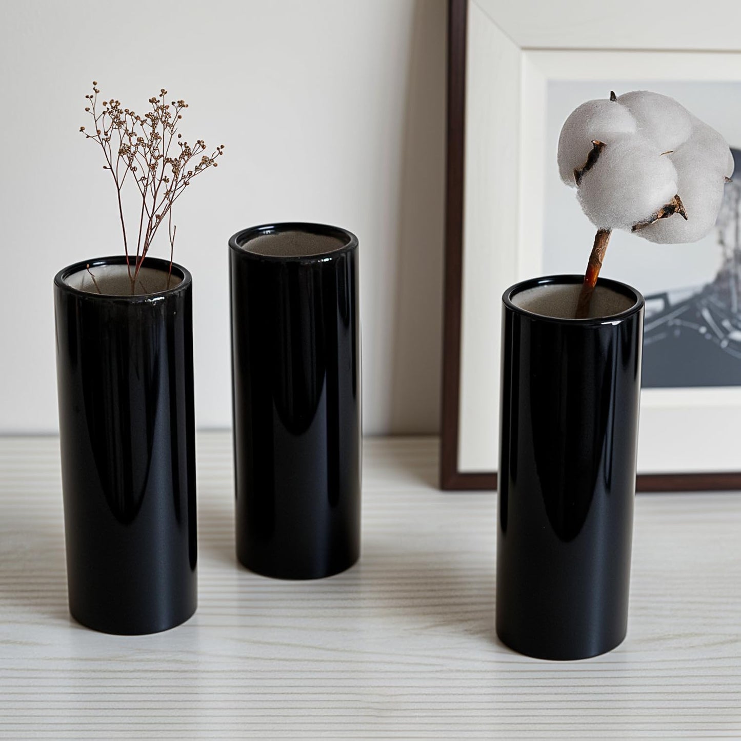 Modern Black Ceramic Vase / Black - Style 3 / Set of 10